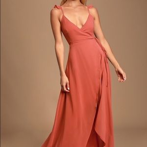Here's To Us Rose High-Low Wrap Dress